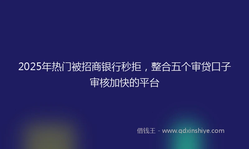 2025年热门被招商银行秒拒，整合五个审贷口子审核加快的平台