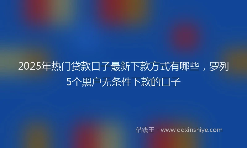 2025年热门贷款口子最新下款方式有哪些，罗列5个黑户无条件下款的口子