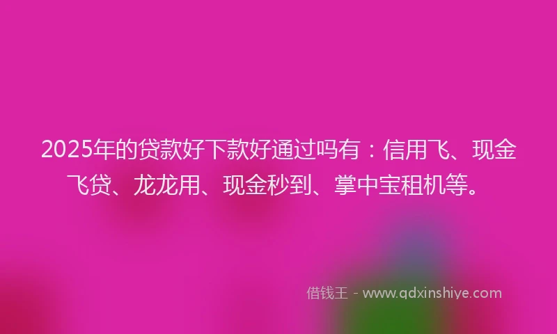 2025年的贷款好下款好通过吗有：信用飞、现金飞贷、龙龙用、现金秒到、掌中宝租机等。