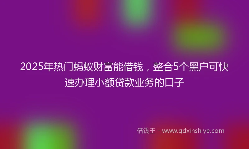 2025年热门蚂蚁财富能借钱，整合5个黑户可快速办理小额贷款业务的口子
