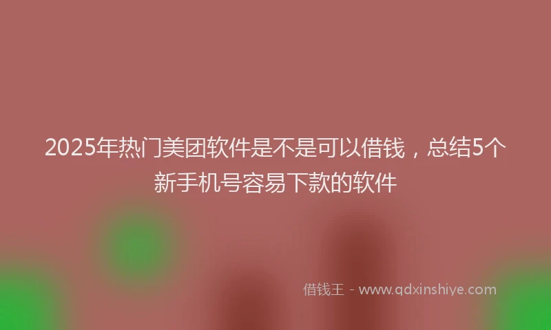2025年热门美团软件是不是可以借钱，总结5个新手机号容易下款的软件