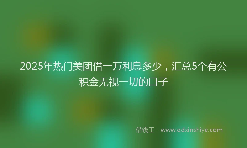 2025年热门美团借一万利息多少，汇总5个有公积金无视一切的口子