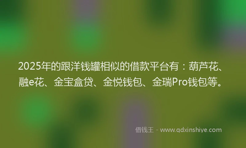 2025年的跟洋钱罐相似的借款平台有：葫芦花、融e花、金宝盒贷、金悦钱包、金瑞Pro钱包等。