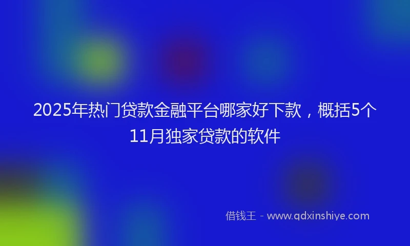 2025年热门贷款金融平台哪家好下款，概括5个11月独家贷款的软件