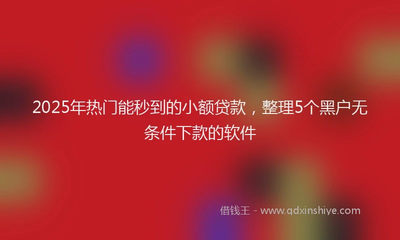 2025年热门能秒到的小额贷款，整理5个黑户无条件下款的软件