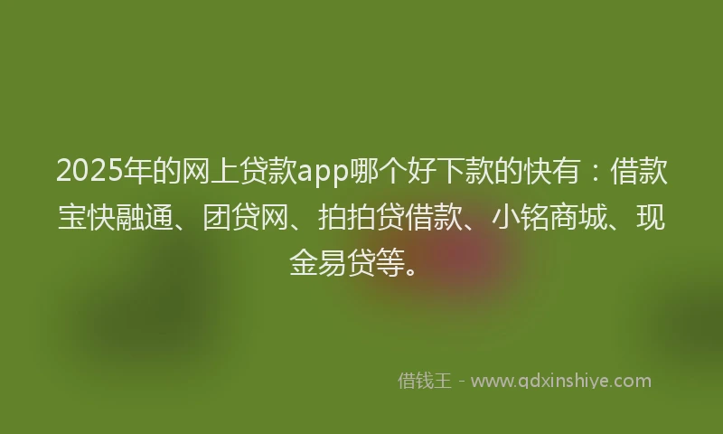 2025年的网上贷款app哪个好下款的快有：借款宝快融通、团贷网、拍拍贷借款、小铭商城、现金易贷等。