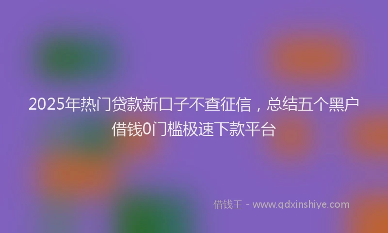 2025年热门贷款新口子不查征信，总结五个黑户借钱0门槛极速下款平台