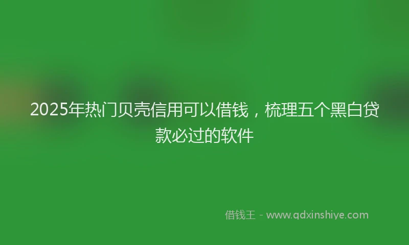 2025年热门贝壳信用可以借钱，梳理五个黑白贷款必过的软件
