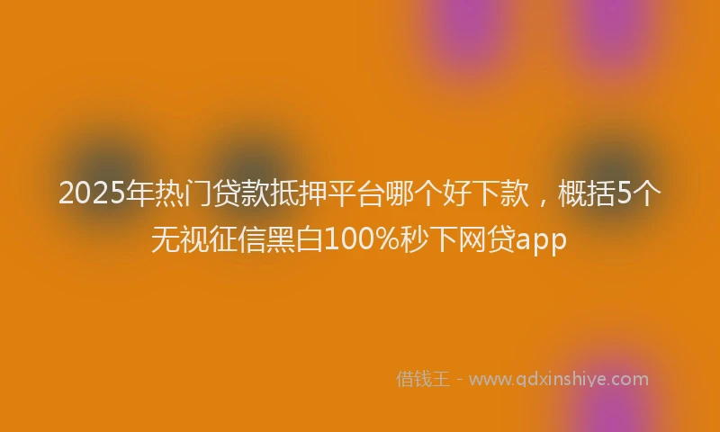 2025年热门贷款抵押平台哪个好下款，概括5个无视征信黑白100%秒下网贷app