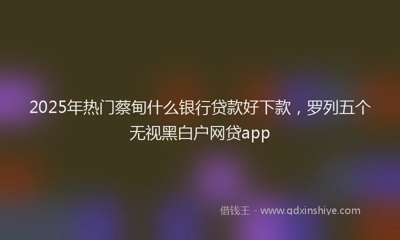 2025年热门蔡甸什么银行贷款好下款，罗列五个无视黑白户网贷app