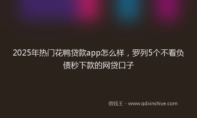 2025年热门花鸭贷款app怎么样，罗列5个不看负债秒下款的网贷口子