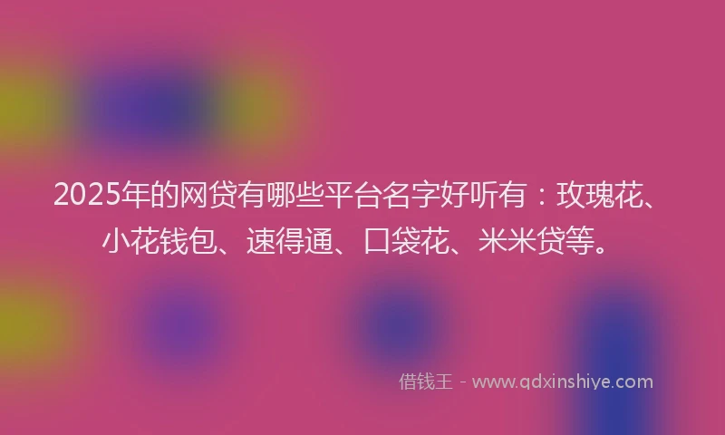 2025年的网贷有哪些平台名字好听有：玫瑰花、小花钱包、速得通、口袋花、米米贷等。