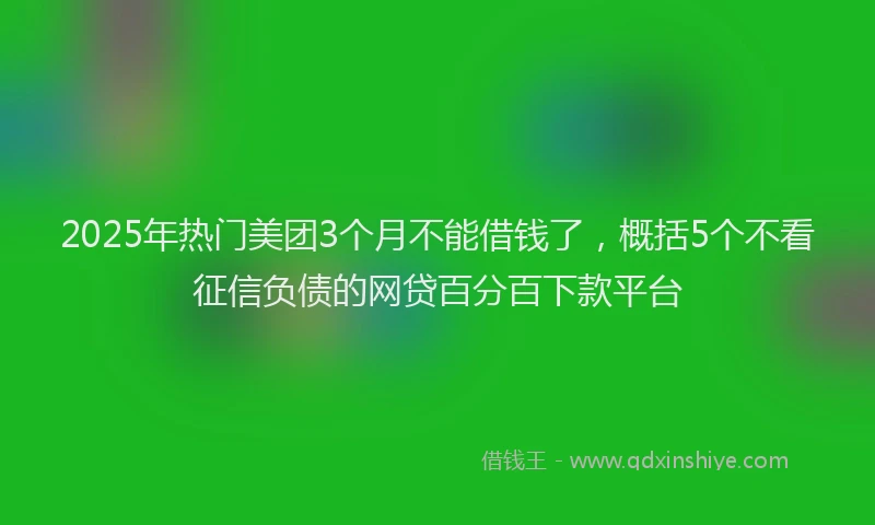 2025年热门美团3个月不能借钱了，概括5个不看征信负债的网贷百分百下款平台