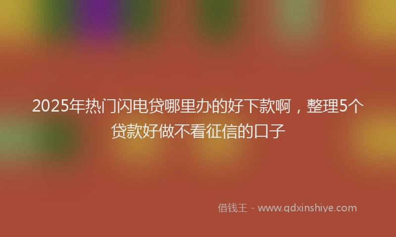 2025年热门闪电贷哪里办的好下款啊，整理5个贷款好做不看征信的口子