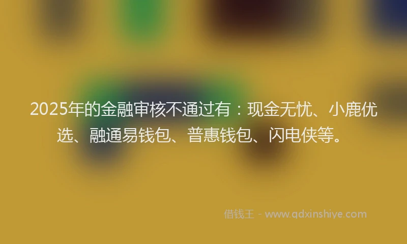2025年的金融审核不通过有：现金无忧、小鹿优选、融通易钱包、普惠钱包、闪电侠等。
