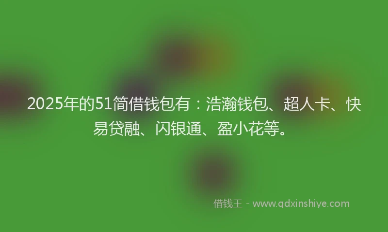 2025年的51简借钱包有：浩瀚钱包、超人卡、快易贷融、闪银通、盈小花等。