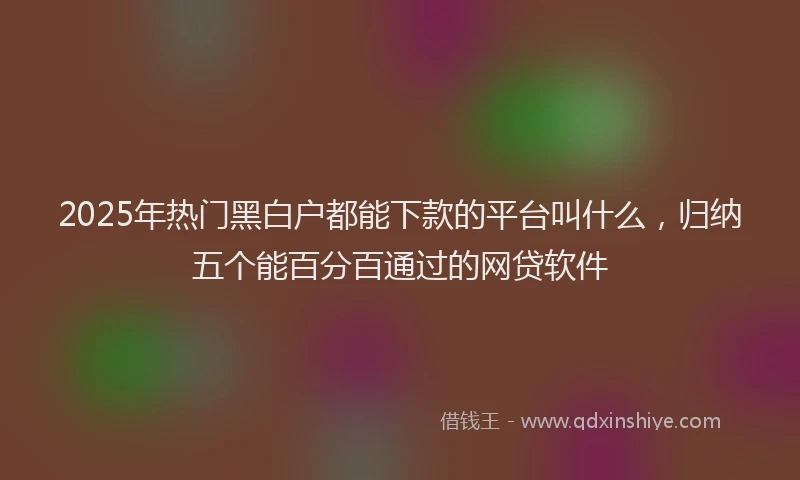 2025年热门黑白户都能下款的平台叫什么，归纳五个能百分百通过的网贷软件