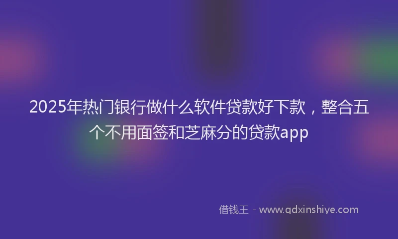 2025年热门银行做什么软件贷款好下款，整合五个不用面签和芝麻分的贷款app