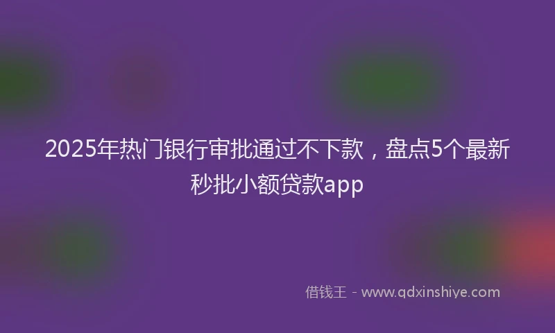 2025年热门银行审批通过不下款，盘点5个最新秒批小额贷款app