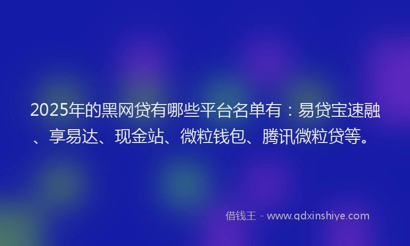 2025年的黑网贷有哪些平台名单有：易贷宝速融、享易达、现金站、微粒钱包、腾讯微粒贷等。