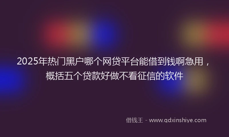 2025年热门黑户哪个网贷平台能借到钱啊急用,概括五个贷款好做不看征信的软件