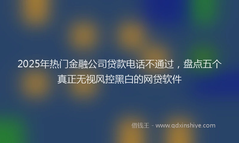2025年热门金融公司贷款电话不通过，盘点五个真正无视风控黑白的网贷软件