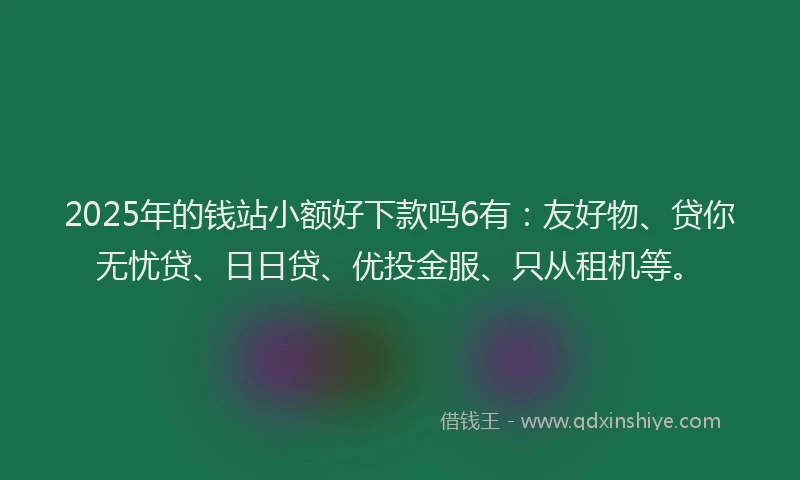 2025年的钱站小额好下款吗6有:友好物、贷你无忧贷、日日贷、优投金服、只从租机等。