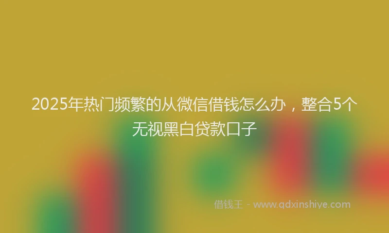 2025年热门频繁的从微信借钱怎么办，整合5个无视黑白贷款口子