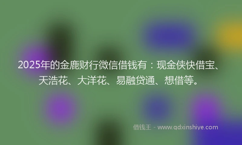 2025年的金鹿财行微信借钱有：现金侠快借宝、天浩花、大洋花、易融贷通、想借等。