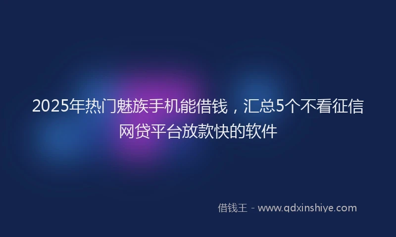 2025年热门魅族手机能借钱，汇总5个不看征信网贷平台放款快的软件
