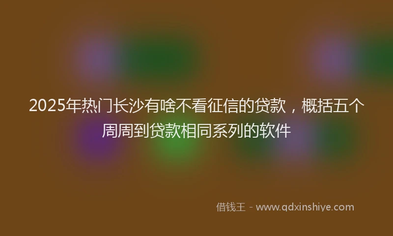 2025年热门长沙有啥不看征信的贷款，概括五个周周到贷款相同系列的软件