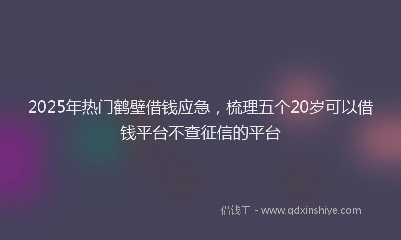 2025年热门鹤壁借钱应急，梳理五个20岁可以借钱平台不查征信的平台