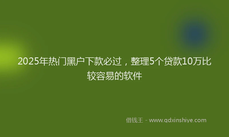 2025年热门黑户下款必过，整理5个贷款10万比较容易的软件