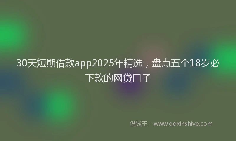 30天短期借款app2025年精选，盘点五个18岁必下款的网贷口子