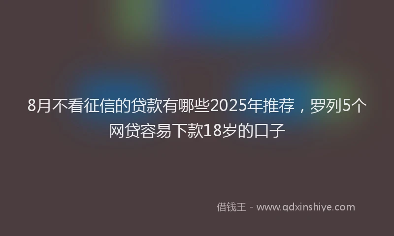 8月不看征信的贷款有哪些2025年推荐，罗列5个网贷容易下款18岁的口子
