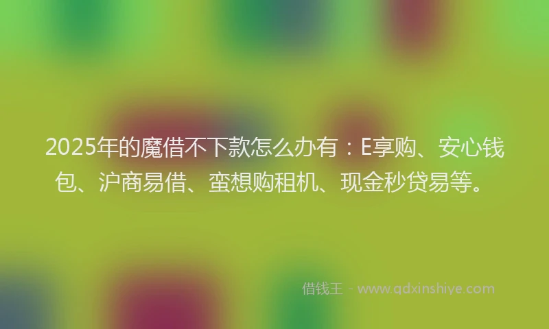 2025年的魔借不下款怎么办有：E享购、安心钱包、沪商易借、蛮想购租机、现金秒贷易等。