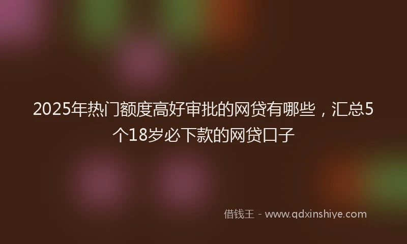 2025年热门额度高好审批的网贷有哪些，汇总5个18岁必下款的网贷口子