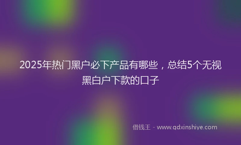 2025年热门黑户必下产品有哪些，总结5个无视黑白户下款的口子