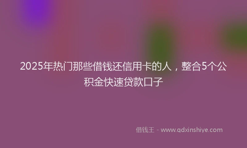 2025年热门那些借钱还信用卡的人，整合5个公积金快速贷款口子