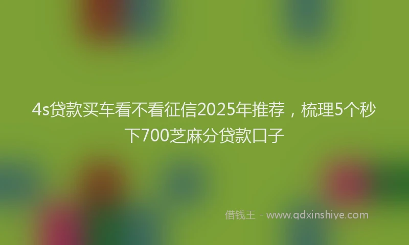 4s贷款买车看不看征信2025年推荐，梳理5个秒下700芝麻分贷款口子