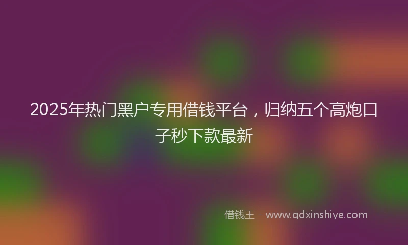 2025年热门黑户专用借钱平台，归纳五个高炮口子秒下款最新