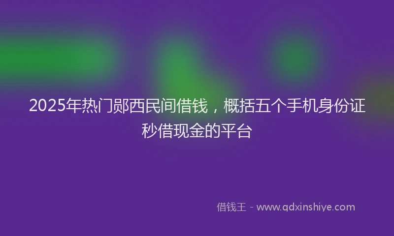 2025年热门郧西民间借钱，概括五个手机身份证秒借现金的平台