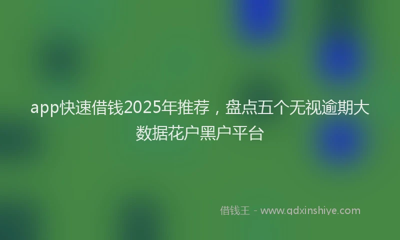 app快速借钱2025年推荐，盘点五个无视逾期大数据花户黑户平台
