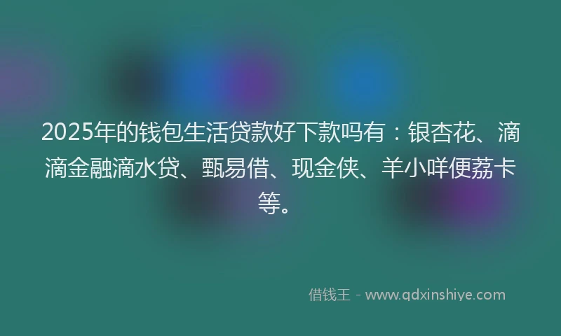 2025年的钱包生活贷款好下款吗有：银杏花、滴滴金融滴水贷、甄易借、现金侠、羊小咩便荔卡等。