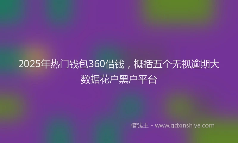 2025年热门钱包360借钱，概括五个无视逾期大数据花户黑户平台