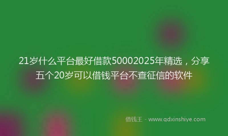 21岁什么平台最好借款50002025年精选，分享五个20岁可以借钱平台不查征信的软件