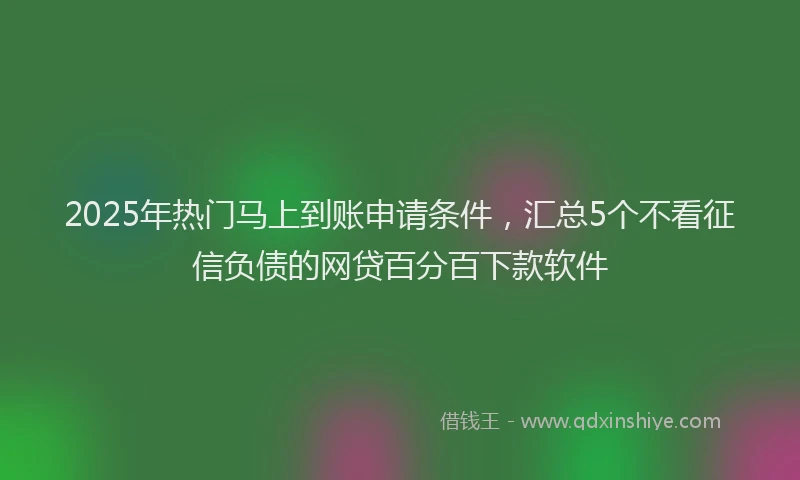 2025年热门马上到账申请条件，汇总5个不看征信负债的网贷百分百下款软件