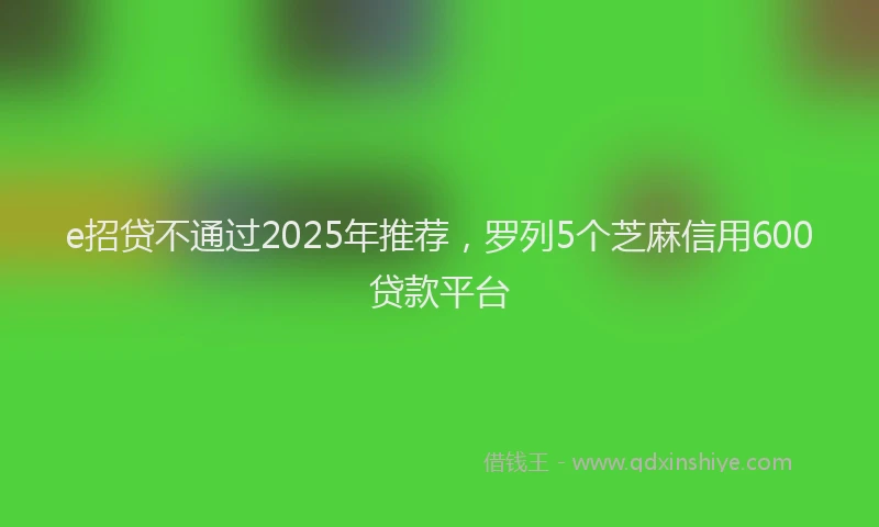 e招贷不通过2025年推荐，罗列5个芝麻信用600贷款平台
