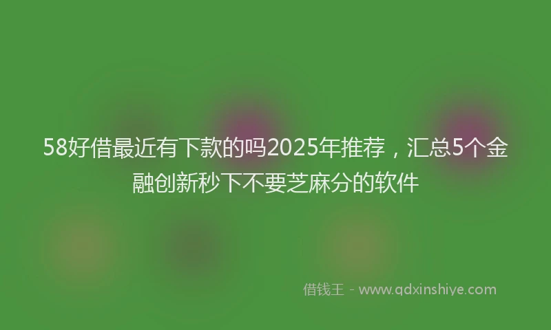 58好借最近有下款的吗2025年推荐，汇总5个金融创新秒下不要芝麻分的软件