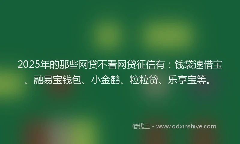 2025年的那些网贷不看网贷征信有：钱袋速借宝、融易宝钱包、小金鹤、粒粒贷、乐享宝等。